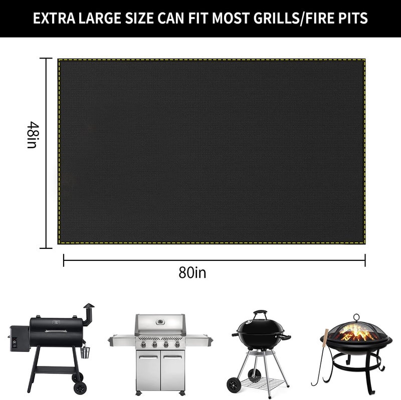 VCHOMY 80x48 Inch Large Under Grill Mat for Outdoor Grill Deck Patio Protector, Silicone Fireproof Waterproof Oil-proof BBQ Floor Matt Pad - Image 2
